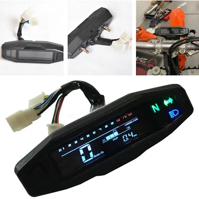 Motorcycle Dirt Bike LCD Digital Speedometer Gauge KM/H RPM With Turning Light • $58.45