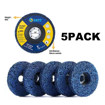 5''x7/8  5 Pack Poly Strip Disc Wheel Paint Rust Removal Clean Angle Grinder New • $30.69