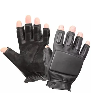 Tactical Military Leather Men Gloves & Police Security Fingerless Rappelling M L • $19.99