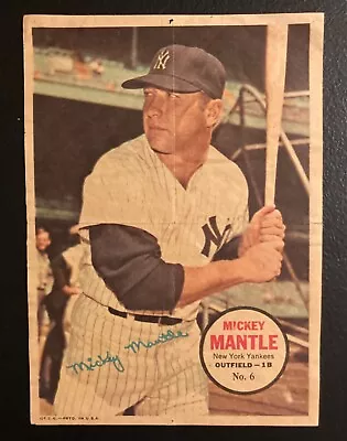 1967 Mickey Mantle Topps Pin-Up No. 6 - New York Yankees • $34.95