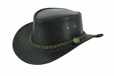 £15.99 • Buy Australian Western Cowboy Style Hat Black Bush Hat Leather Outback Hat Outdoor