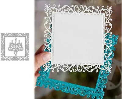 Lace Leaf Vine Square Frame Metal Cutting Dies Stencil Scrapbooking Embossing • £3.89