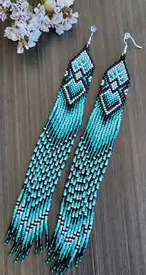 Handmade Boho Tribal Earrings American Native Earrings Large Seed Beads Earring. • $29.15