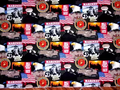 Us Marine Corp Once A Marine Always A Marine  New Cotton Fabric 14  X 44  • $4.99