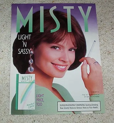 1996 Print Ad Page - MISTY Cigarettes Pretty Girl Lady Smoking Light & Sassy • $6.99