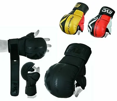 EVO Leather MMA Gloves Kick Boxing Quick Wrap Sparring Grappling Cage Fighting • $17.42