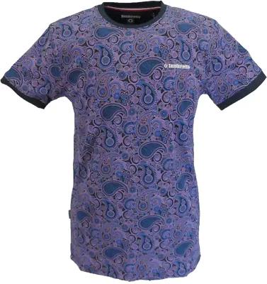 Lambretta Mens Navy Blue Paisley T-Shirt • £18.99