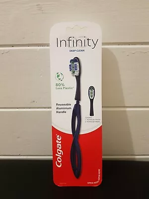 Colgate Toothbrush Infinity Reuseable Handle Starter Kit Purple 2 Heads • $19.90