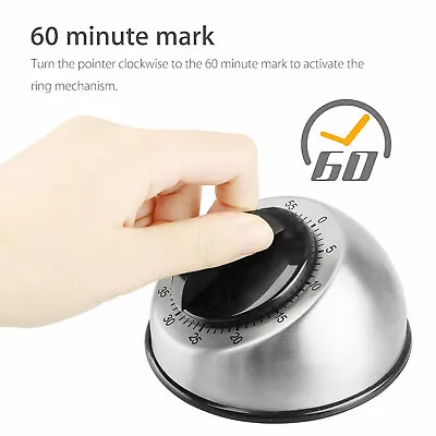 60 Minute Mechanical Kitchen Timer – Reliable Food Cooking Time Analogu Tool • £10.59