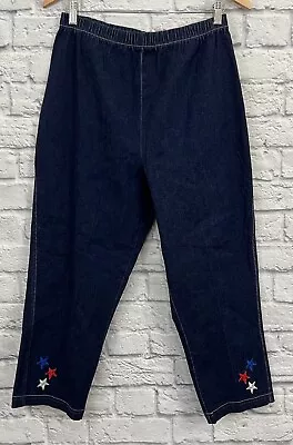 Quacker Factory Women's Dark Wash Capri Blue Jeans Size L • $8.99
