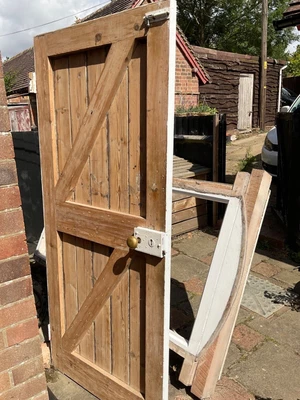 £120 • Buy Antique Reclaimed Ledge & Brace Farmhouse Rustic Cottage Door (Striped)