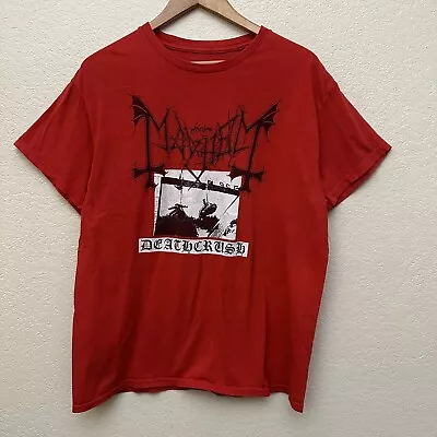 Mayhem Deathcrush Shirt Red Heavy Metal Norwegian Black Metal Mens Large • $28