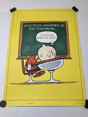 Vtg 1950 Poster Peanuts Schulz Charlie Brown Education Prepares Us For Tomorrow • $89.99