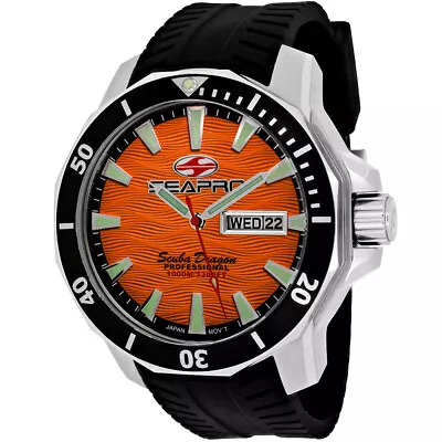 Seapro Men's Scuba Dragon Diver Limited Edition 1000 Meters Orange Dial Watch - • $248.75