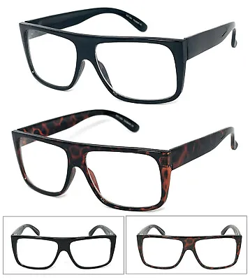 Retro Square Frame Glasses Mens Womens Flat Top Square Clear Lens UV400 • $8.99