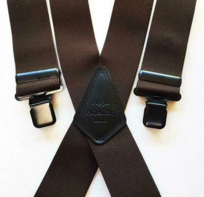 £14.99 • Buy Mens Brown Braces Heavy Duty 1.5  Or 2  Dinner Suit Work Trousers Black Clips