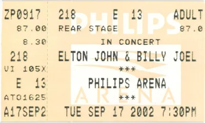 Vintage 2002 Elton John Billy Joel Concert Ticket Stub Atlanta GA • $7.39