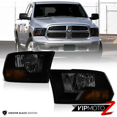 [SINISTER BLACK] 09-22 Dodge Ram Dark Smoked Replacement Headlight Lamp Pair L+R • $119.55