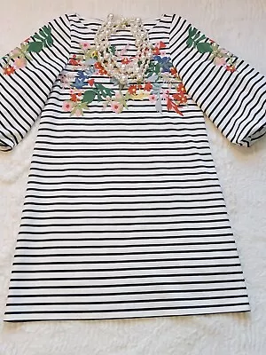 Gianni Bini  Dress Zebra  White & Black Striped XS Embroidered Floral Applique  • $27.65