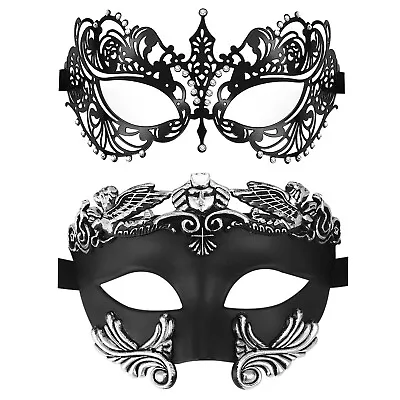 2Pcs Couple Masquerade Roman Greek Mask Venetian Mardi Gras Metal Mask Halloween • $15.99