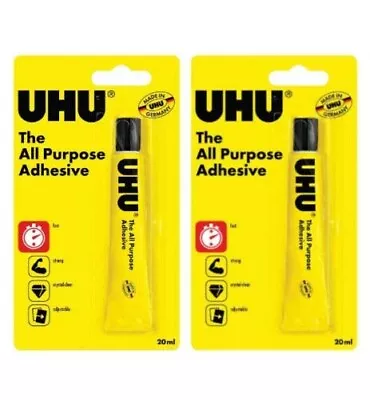 2 X UHU All Purpose Glue 20ml Size Tubes Extra Strong Clear Adhesive • £3.59