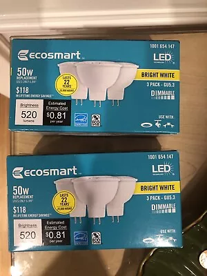 EcoSmart 50 Watt - 50W Bright White Bulbs 520 Lumens Dimmable - 3 Pack Each • $19.99