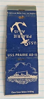 Vintage Matchbook Covers - U.s.s. Prairie Ad-15 - Navel Ship • $4