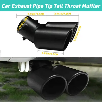 1 Black Car Stainless Steel Rear Exhaust Pipe Tail Muffler Tip Round Accessories • $21.99