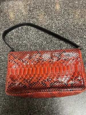 N) Rafe New York Womens Red Leather Shoulder Hand Bag Croc Embossed 10x6x2 • $25