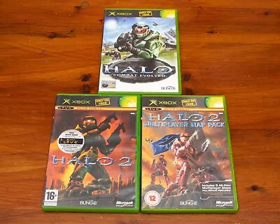 Halo 1 2 & Multiplayer Map Pack - Original Xbox Game Bundle - CIB - UK PAL • £19.99