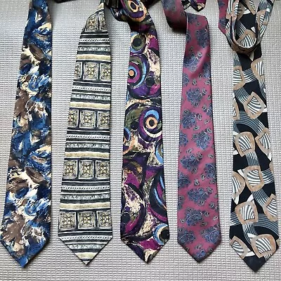 Men's Ties All 100% Silk Lot Of 5 Cezani John Ashford Van Heusen Abstract • $11.99