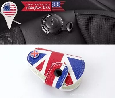 Red Union Jack Leather Holder Case Chain Pouch For 08-13 Cooper Remote Key Fob • $13.49