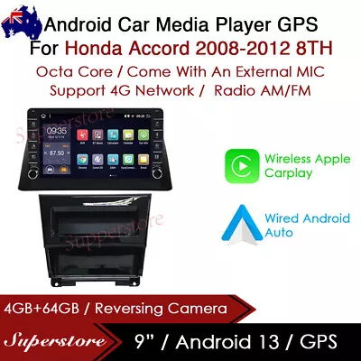 9” Android 13 Car Stereo Non-DVD GPS Radio Head Unit For Honda Accord 8TH • $559.95