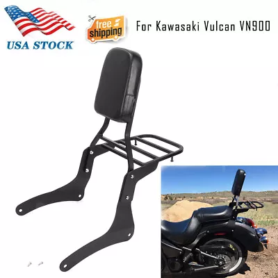 Backrest Sissy Bar + Luggage Rack For Kawasaki Vulcan 900 VN900D Classic Custom • $87.96