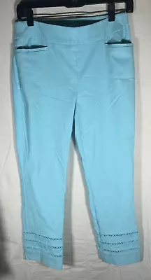 Chico's Aqua Blue Casual Ankle Slip On Pants In Size 00 • $14.76