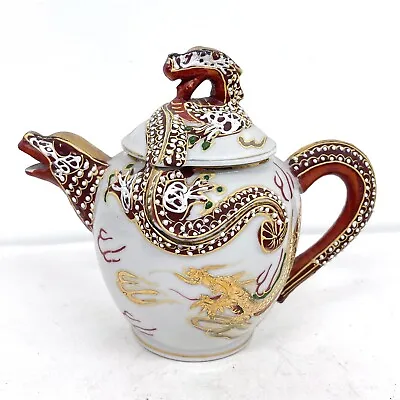 Vintage Japanese Teapot Dragonware Set White Porcelain Satsuma Asian Tea • £29.99