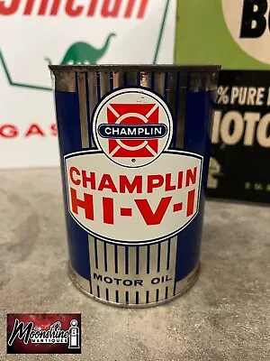 1960’s CHAMPLIN Motor Oil Can 1 Qt. - Gas & Oil • $65