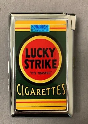 Lucky Strike Vintage Ad Image Cigarette Case With Lighter ID Holder Wallet LS02  • $20.95