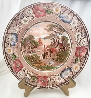 Hand Colored Staffordshire By W.R. Midwinter Rural England Pattern Dinner Plate • $29.99