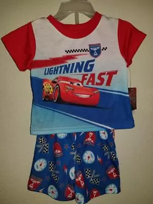 New DISNEY CARS 3 Lightning McQueen 2-Piece Short Sleeve + Shorts Sleepwear 12M • $10.95