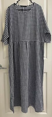 ZANZEA Collection Ladies Checkered Maxi Long Dress 4XL. Blue/White • $20.95