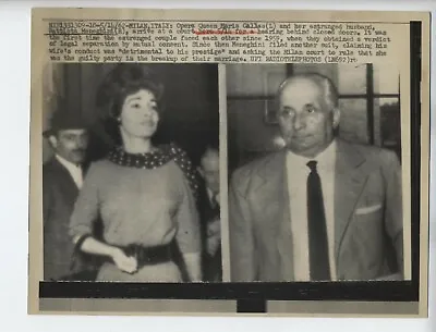 1962 Original Maria Callas Opera Star Photo & Estraged Husband Battista At Court • $203.32