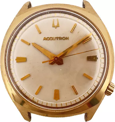 Vintage 1971 Accutron Men's Tuning Fork Wristwatch 218 0 18k Gold Plated • $85
