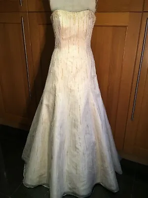 £96 • Buy Sample Wedding Dress Cream Hand  Beaded With Flared A Line Floor Length Dress 