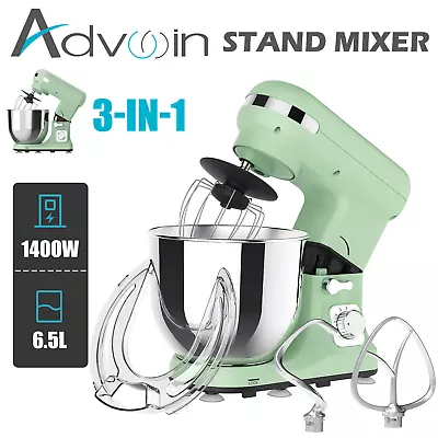 Advwin 1400W Electric Stand Mixer 6.5L Kitchen Food Beater Cake Aid Whisk Bowl • $119.90