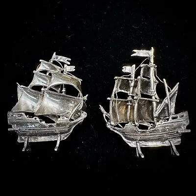 Vintage Sterling Silver Miniature 3D Sailboat Ship Sculptures • $129.99