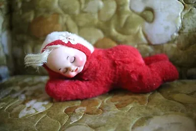  Vintage Doll Rubber Face Baby Plush Red Gund USA 11  Stuffed Animal  • $15