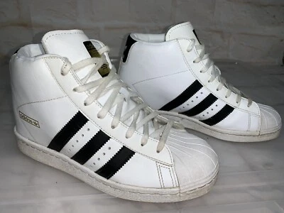 $75 • Buy Womens ADIDAS Superstar Up White Black  Wedges Wedge Sneakers US 8 #22404