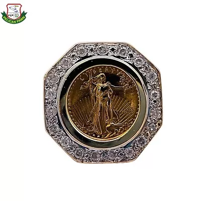 Men's Diamond Ring W/Tenth Ounce US $5 Gold Coin .57 CTW 14K Gold (PPJ041658) • $1699.95