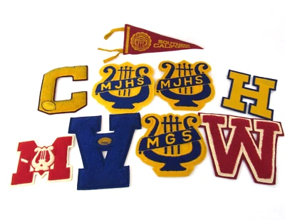 $29.95 • Buy Vintage Letterman Chenille Jacket School Varsity Sew On Patch Assorted Lot